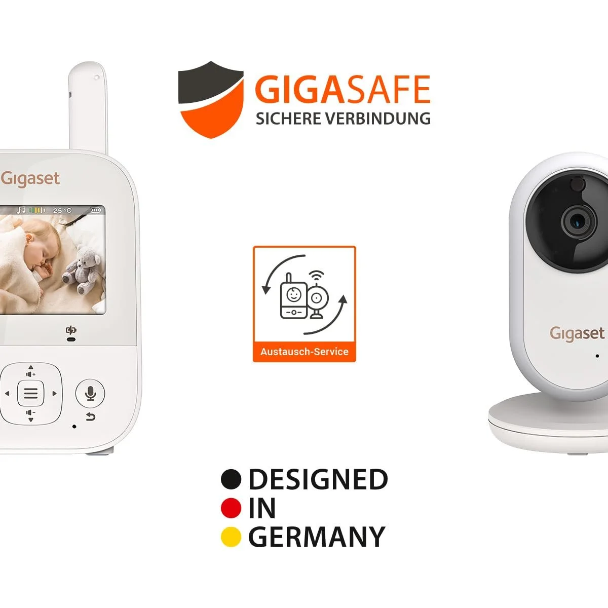 Відеоняня Gigaset Baby 300 Video Двобічний аудіозв'язок FHSS 2.8" LCD Нічник Датчик температури Кремово-білий/Теплий сірий, фото №7 Відеоняня Gigaset Baby 300 Video Двобічний аудіозв'язок FHSS 2.8" LCD Нічник Датчик температури Кремово-білий/Теплий сірий, фото №7