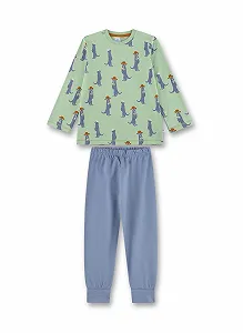 Пижама Sanetta для мальчиков длинная зеленая - Фото 1