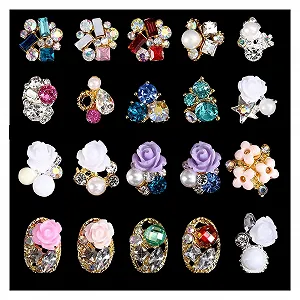 Украшение для ногтей Цветы розы со стразами 3D, 200 шт. - Фото 1