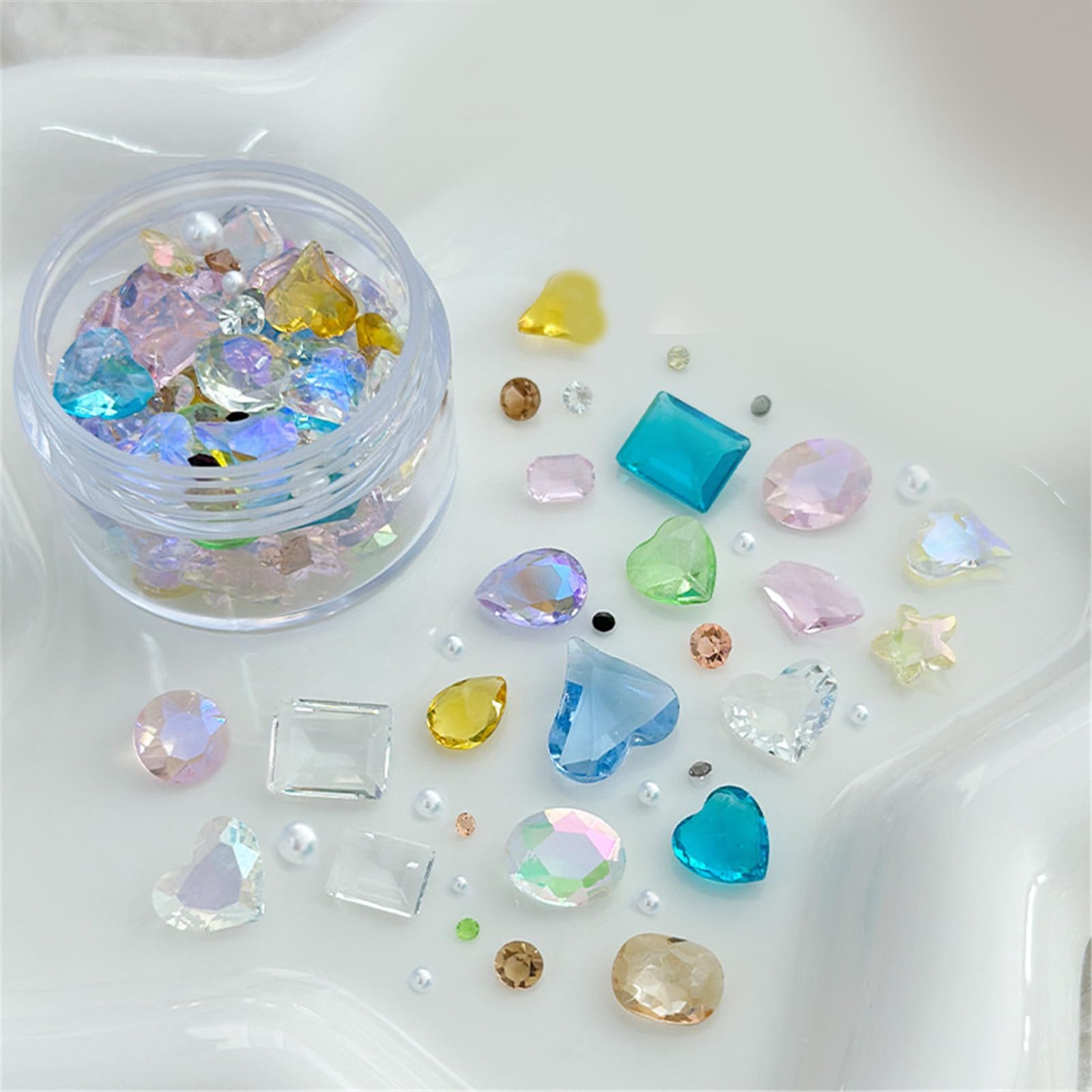 Стрази для нігтів Прикраса Серце Мікс Форм Круглі Перлини Мистецтво Декорування Нігтів, фото №3