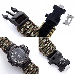 Многофункциональные Водонепроницаемые Тактические Часы с Паракордом WLDOCA Спортивные с Компасом Термометром synthetic.ua - Фото 1