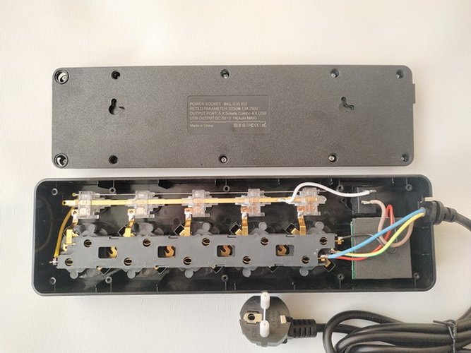 Мережевий фільтр живлення BKL 505 подовжувач 2м на 5 роз'ємів 2USB 2Type-C Port, фото №4
