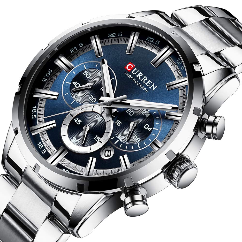Чоловічий годинник CURREN Sport Quartz Chronograph Luminous Hands Stainless Steel Date Silver Blue, фото №5 Чоловічий годинник CURREN Sport Quartz Chronograph Luminous Hands Stainless Steel Date Silver Blue, фото №5