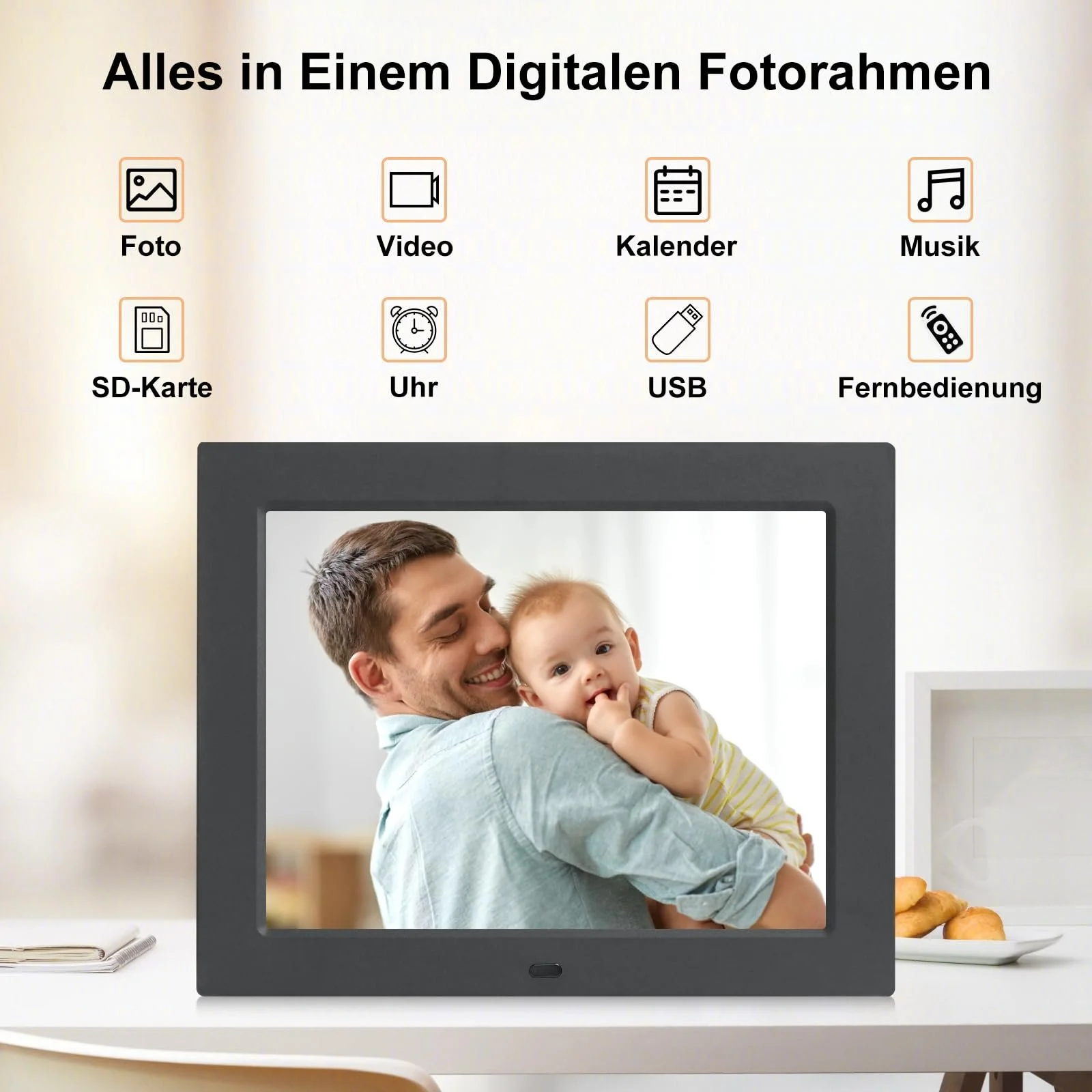 Цифровая фоторамка TSITSC 8.7 дюйма 1024 x 768 IPS Screen Remote Control USB SD Black, фото №4 Цифровая фоторамка TSITSC 8.7 дюйма 1024 x 768 IPS Screen Remote Control USB SD Black, фото №4