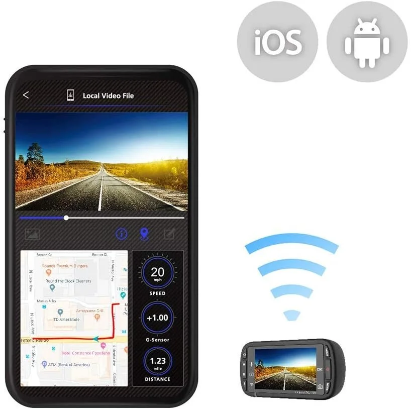 Відеореєстратор Kenwood DRV-A301W / Full HD / 136° / GPS / Wi-Fi / SD slot / Чорний, фото №8