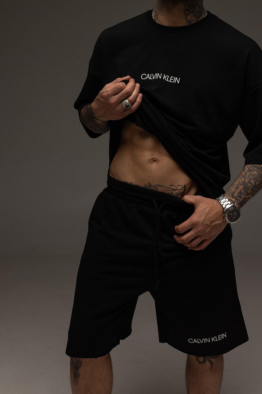 Костюм мужской летний черный Calvin Klein Стильный оверсайз на лето Базовый комплект для мужчины, фото №2