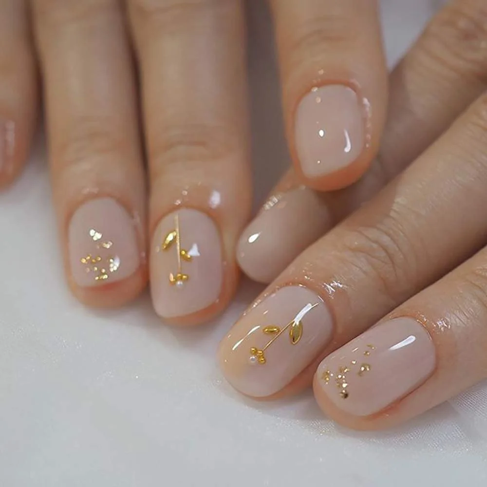 Украшения для ногтей Металл Золото Серебро Листья Мини-заклёпки 3D, фото №2