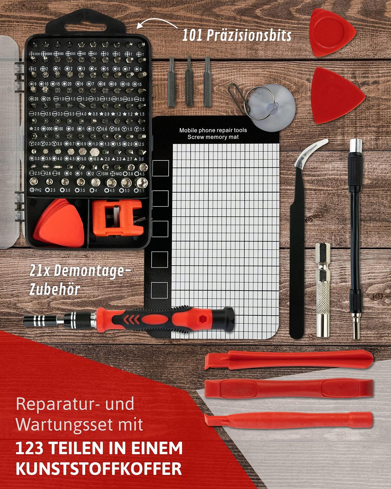 Набір Red Tools Precision механічний з викруткою, прецизійними бітами та аксесуарами для розбирання - комплект для ремонту смартфону, ноутбука, комп'ютера, фото №2 Набір Red Tools Precision механічний з викруткою, прецизійними бітами та аксесуарами для розбирання - комплект для ремонту смартфону, ноутбука, комп'ютера, фото №2