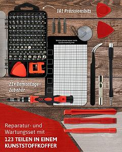 Набір Red Tools Precision механічний з викруткою, прецизійними бітами та аксесуарами для розбирання - комплект для ремонту смартфону, ноутбука, комп'ютера synthetic.ua - Фото 1