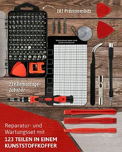 Набор Red Tools Precision механический с отверткой, прецизионными битами и аксессуарами для разборки - комплект для ремонта смартфона, ноутбука, компьютера - 119 частей synthetic.ua - Фото 1