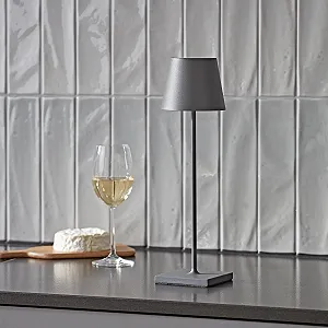 Настільна акумуляторна LED лампа SIGOR Nuindie 2.0 Димована IP54 Висота 38 см USB-C 12 год Графітовий сірий Упаковка 6 шт synthetic.ua - Фото 1