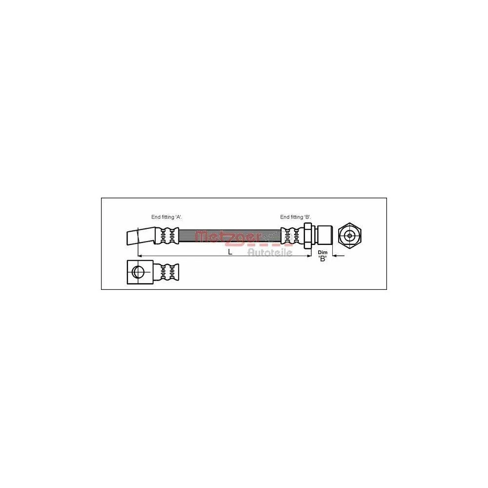 Тормозной шланг METZGER 4113211 OPEL VAUXHALL передний мост слева, фото №1