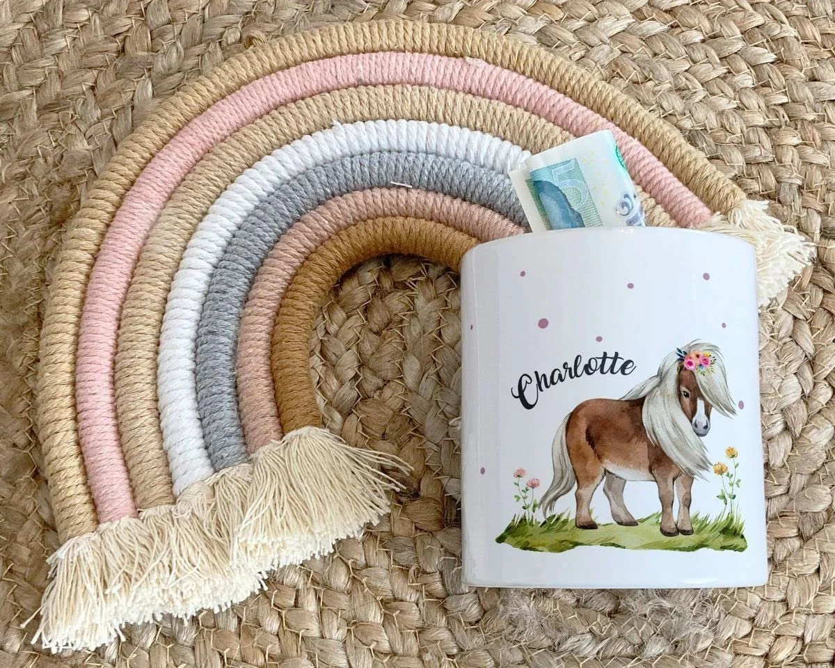 Дитяча скарбничка Mikalino З мотивом коня Керамічна Персоналізована, фото №5