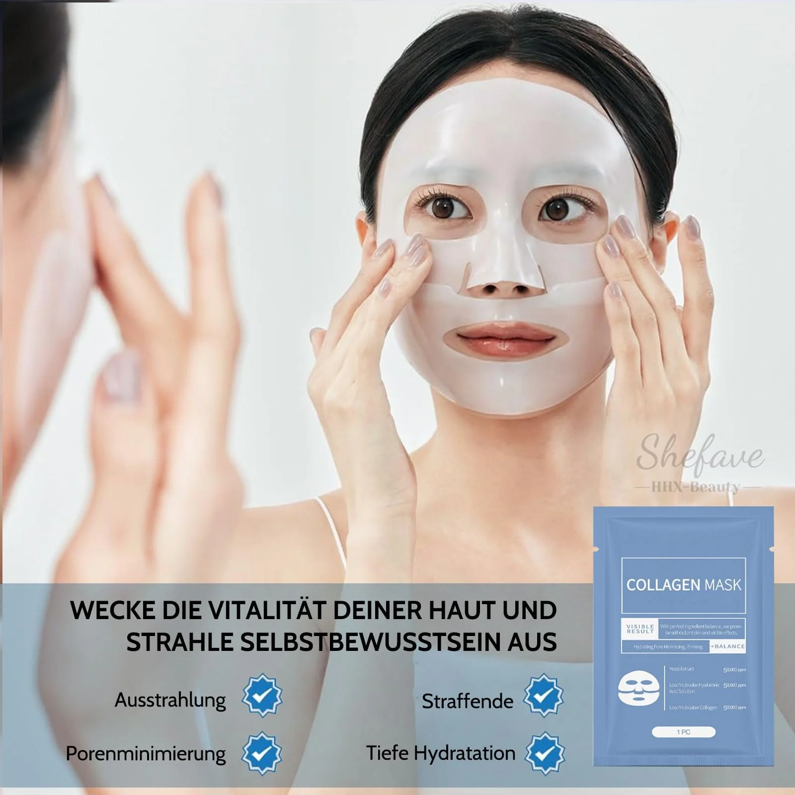 Маска Shefave Organic Collagen Real Deep, 10 штук, нічна колагенова маска, фото №5