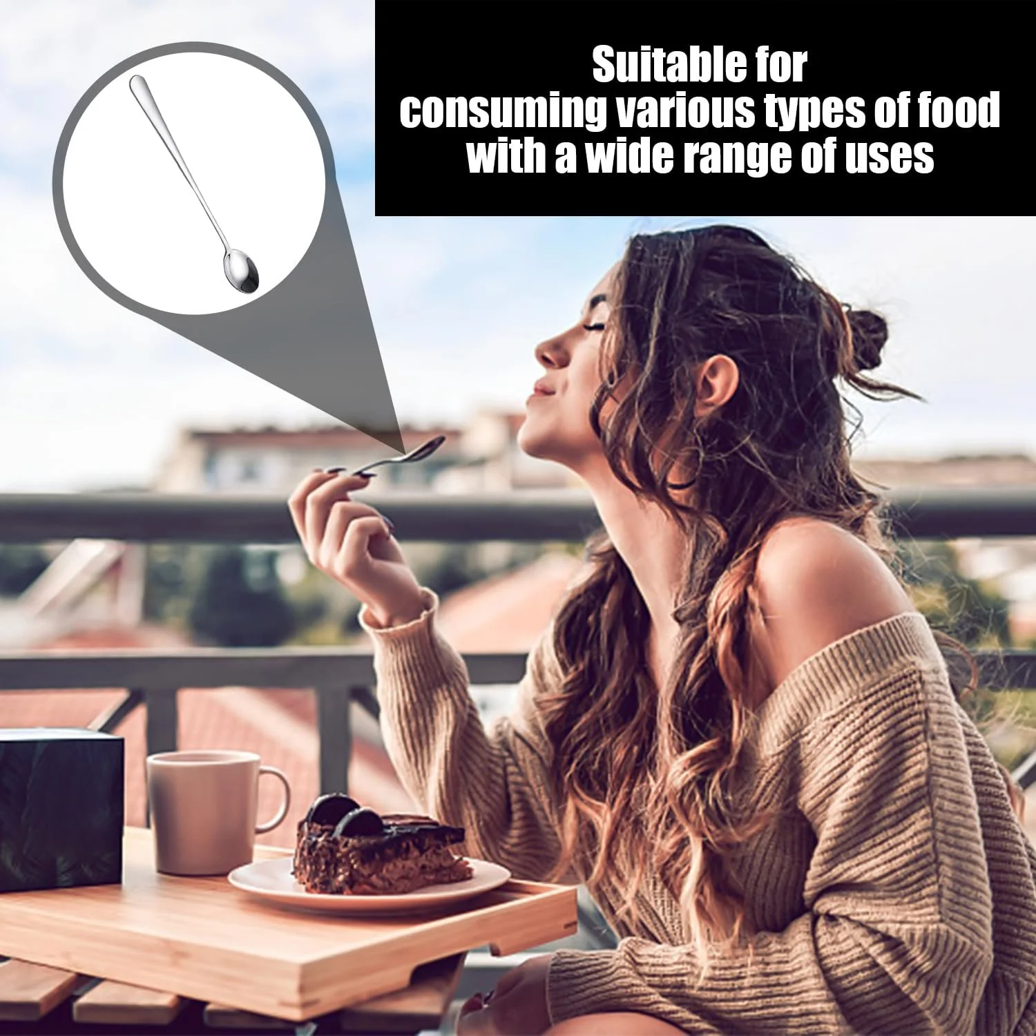 Ложка з нержавіючої сталі 4 шт і ложка для змішування, фото №5