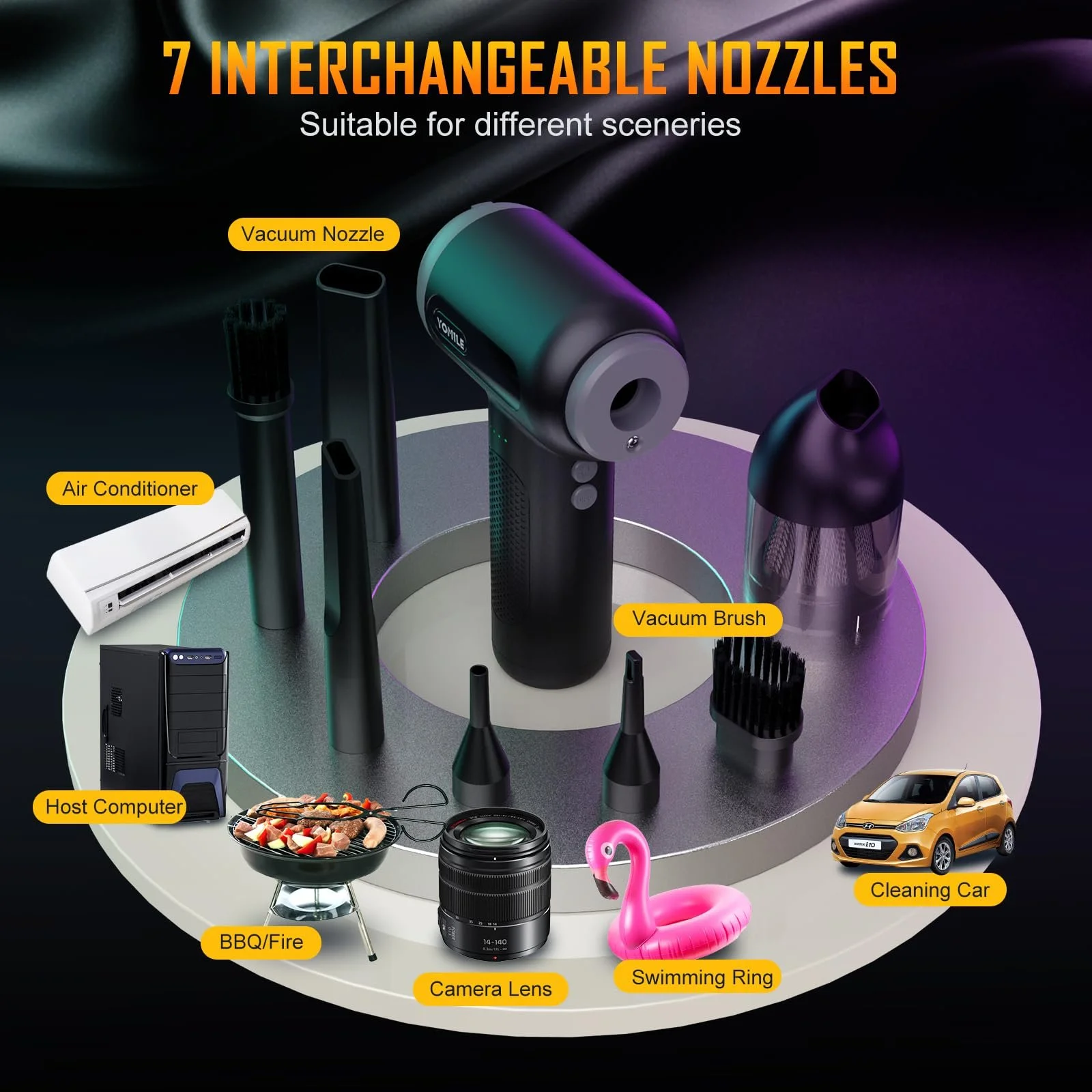 Акумуляторний очищувач повітря 2 в 1 Yomile 150 000 об/хв з міні-автопилососом 9000 мАг, фото №6 Акумуляторний очищувач повітря 2 в 1 Yomile 150 000 об/хв з міні-автопилососом 9000 мАг, фото №6