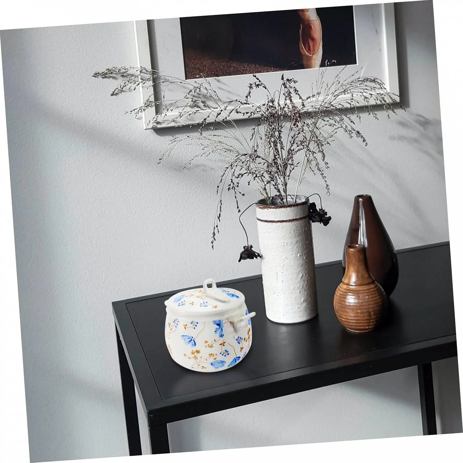 Кастрюля керамическая Mobestech с крышкой термостойкая с узором орхидеи, фото №9