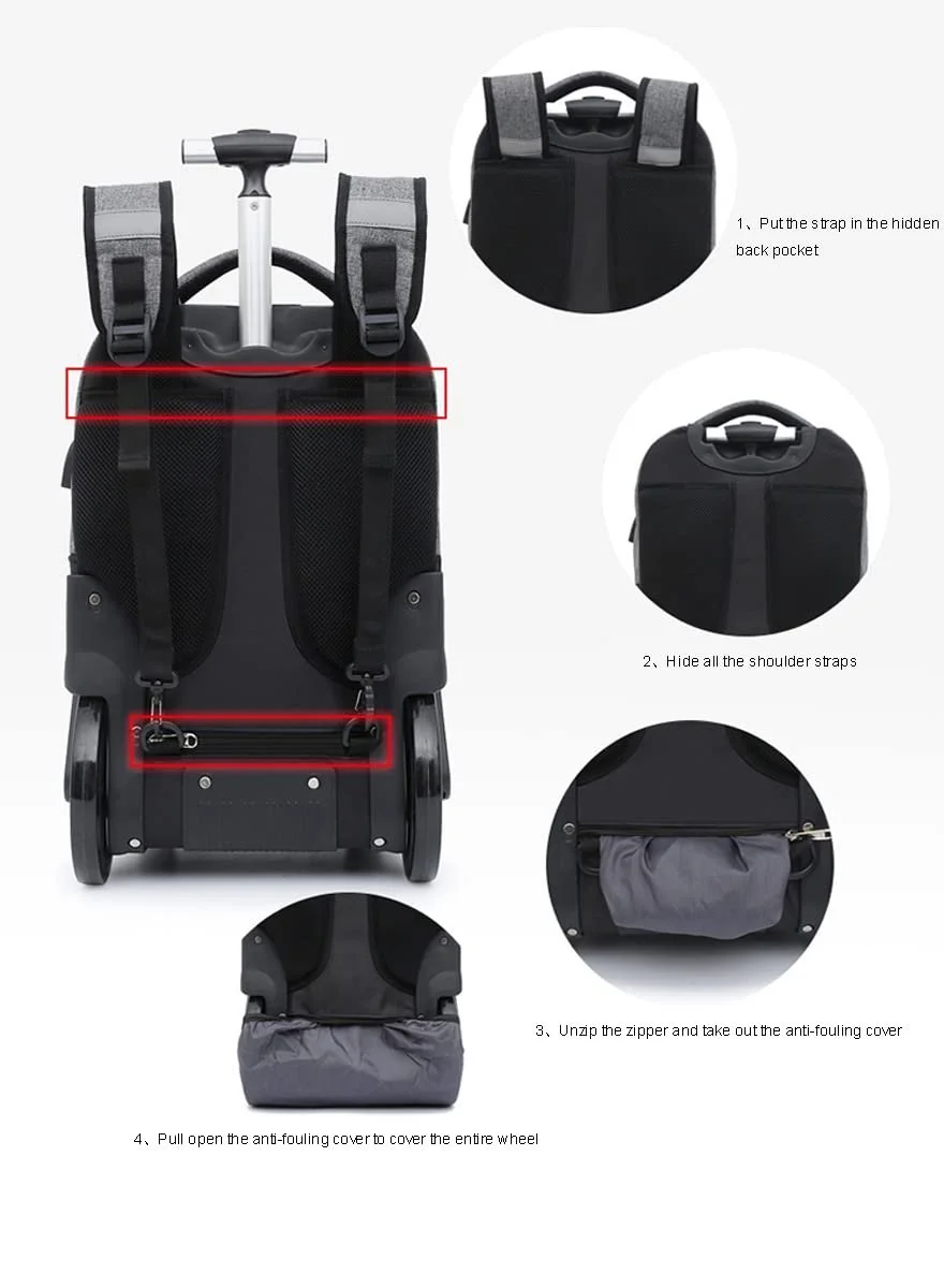Рюкзак для ноутбука на колесах USB Black, фото №7 Рюкзак для ноутбука на колесах USB Black, фото №7