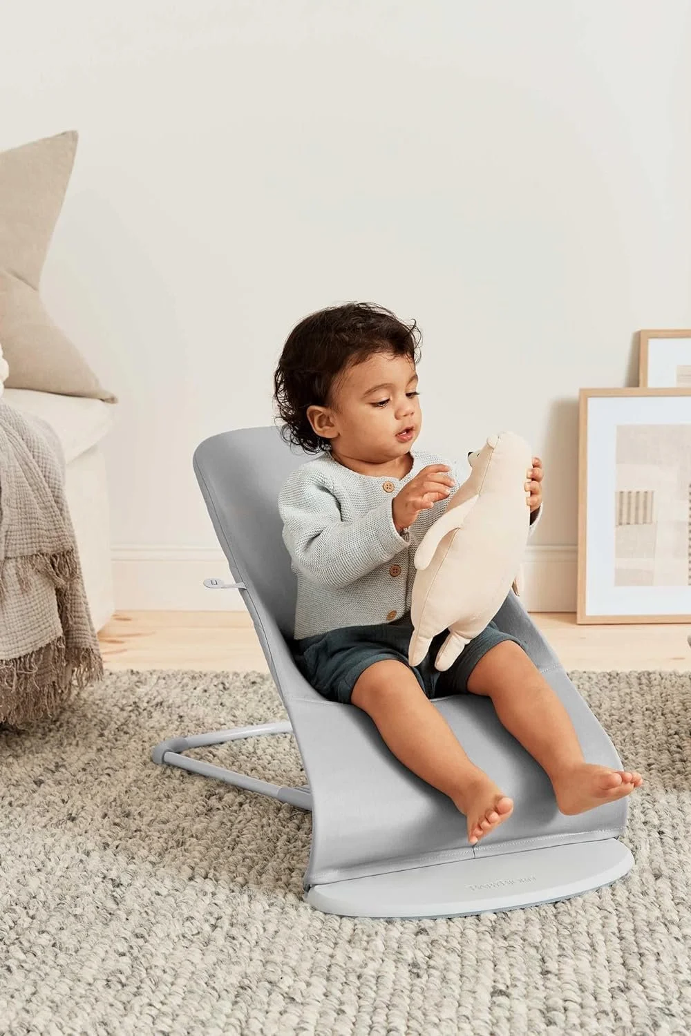 Шезлонг BabyBjörn Bliss / Light Grey / Woven Petal Quilt, фото №5