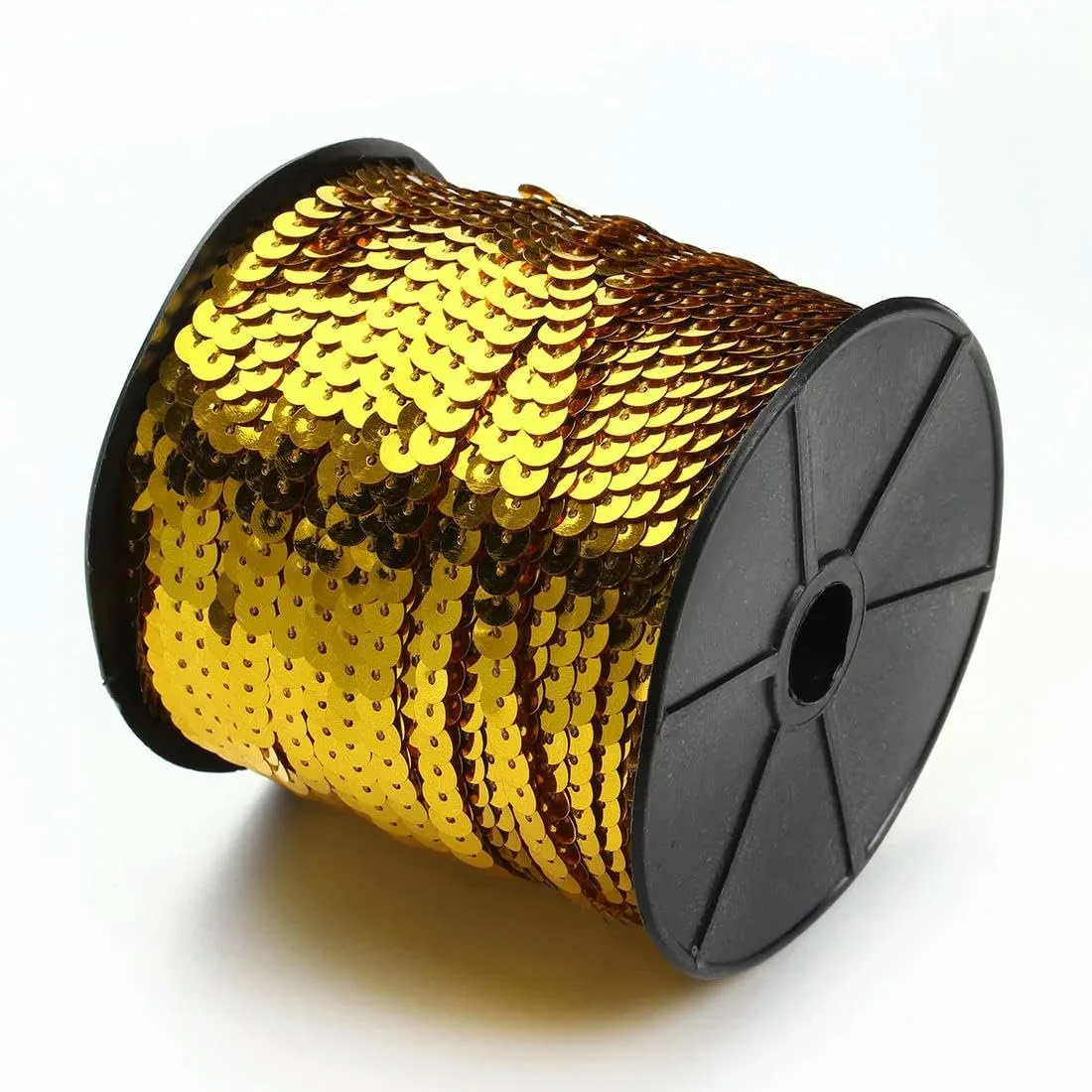 Стрічка з паєтками Кругла 6 мм 100 ярдів Золотий, фото №1