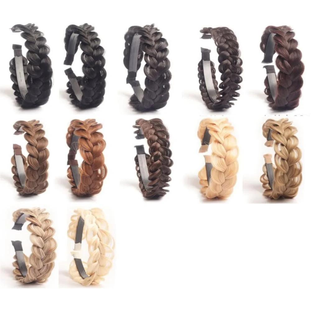 Жіночий обруч для волосся з плетеною косою, темно-коричневий, фото №7