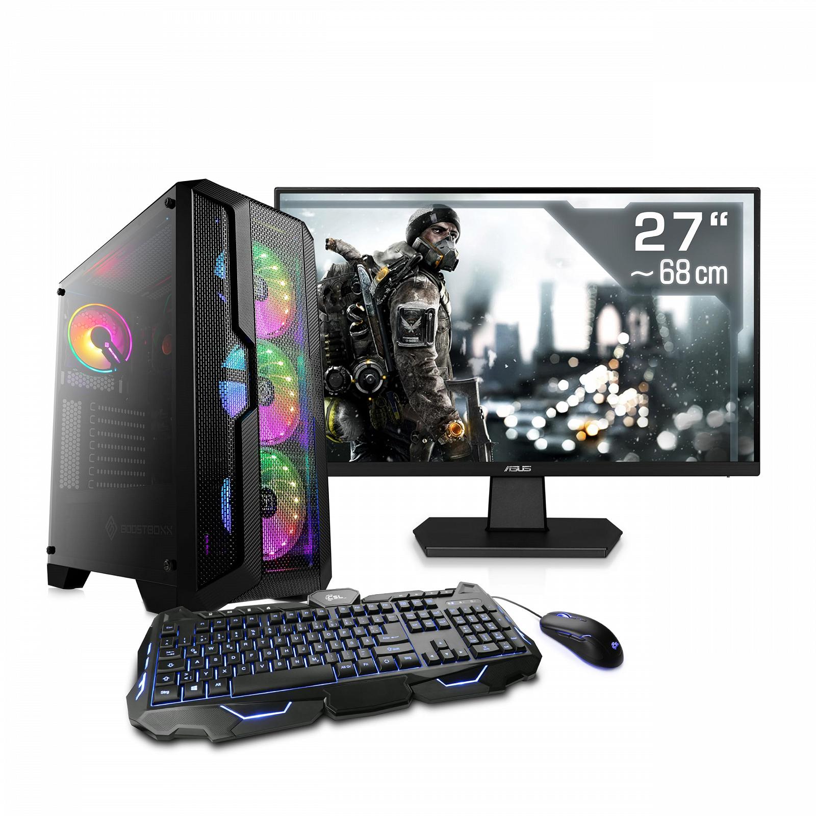 ПК Gaming Basic AMD Ryzen 5 PRO 4650G 6 x 3,7 ГГц AMD Radeon 1000 ГБ M.2 NVMe 16 ГБ DDR4 ОЗУ 27 Дюймов TFT Мышь & Клавиатура WiFi, фото №1