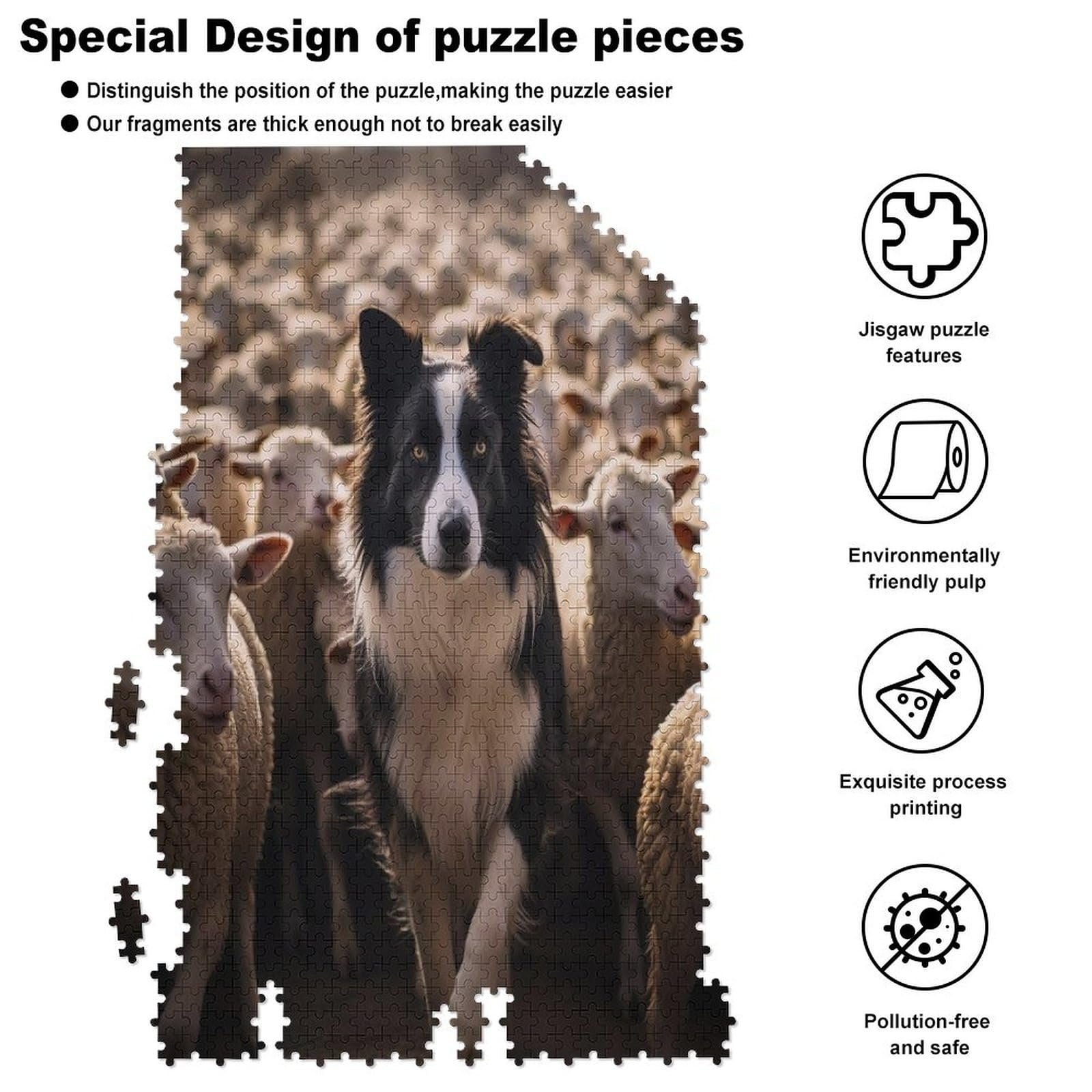 Деревянный пазл Border Collie 1000 деталей (78 x 53 см), фото №6