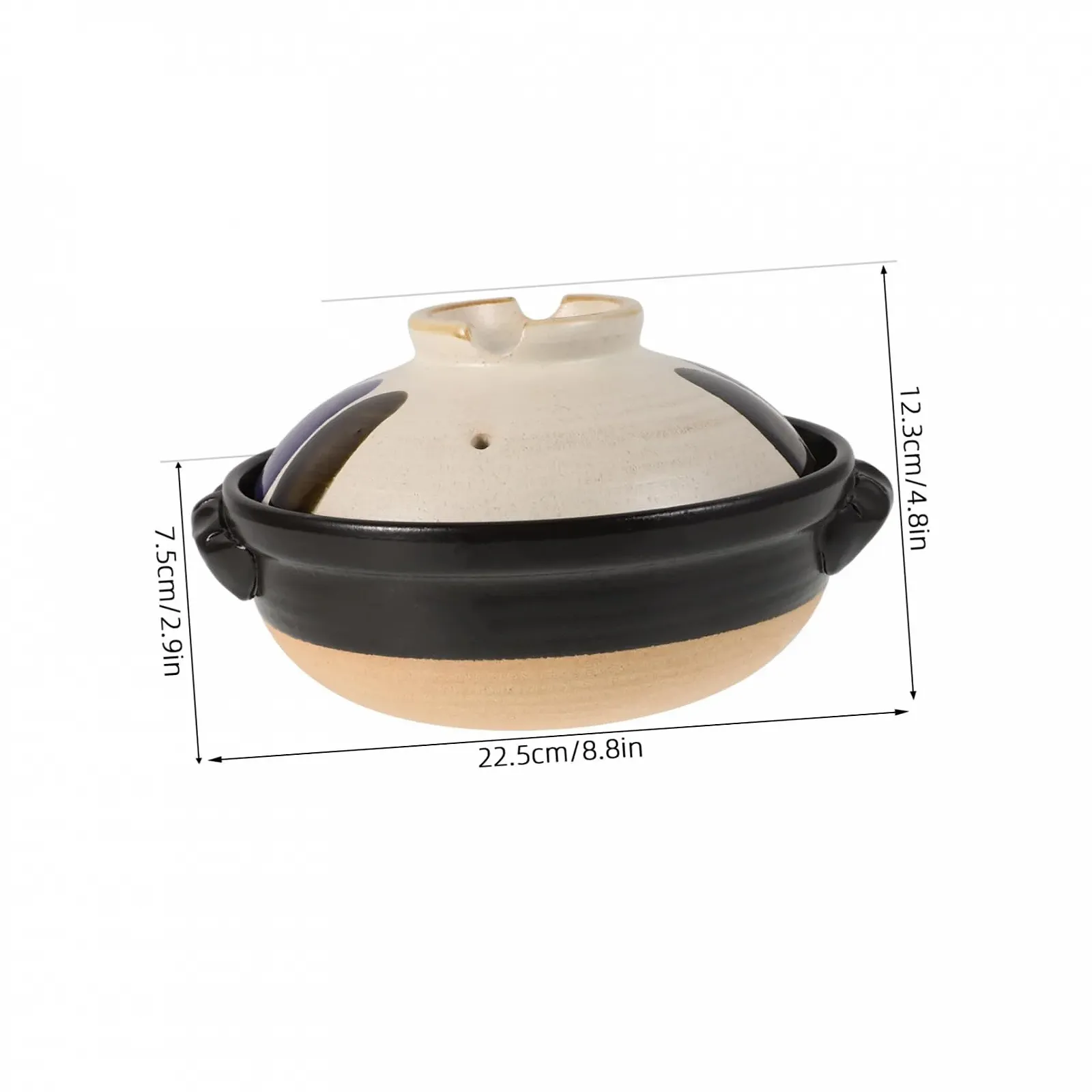 Каструля Sosoport керамічна з кришкою термостійка в японському стилі з подвійними ручками, фото №2