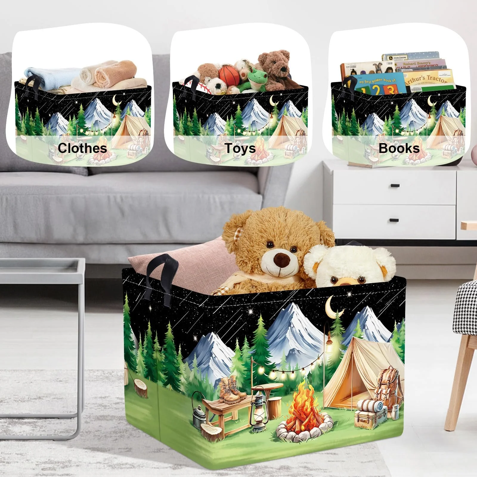 Корзина HUUMONSS для игрушек для кемпинга ночью Складная для мальчиков девочек 36л, фото №5 Корзина HUUMONSS для игрушек для кемпинга ночью Складная для мальчиков девочек 36л, фото №5