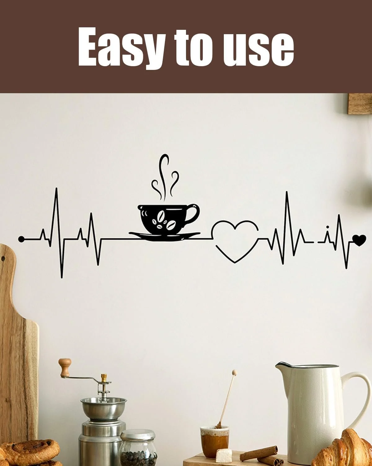 Набір наклейок на стіну Kitchen Decor Coffee Time Cups DIY Чорний, фото №5