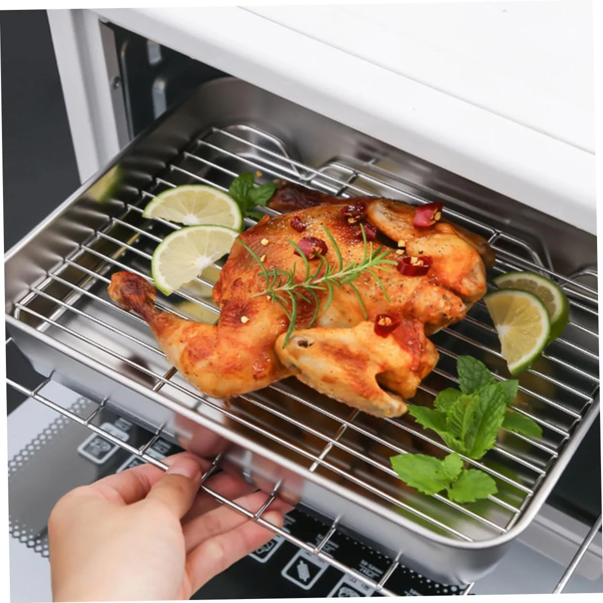 Форма для запекания Gatuida прямоугольная из нержавеющей стали с решеткой, фото №7