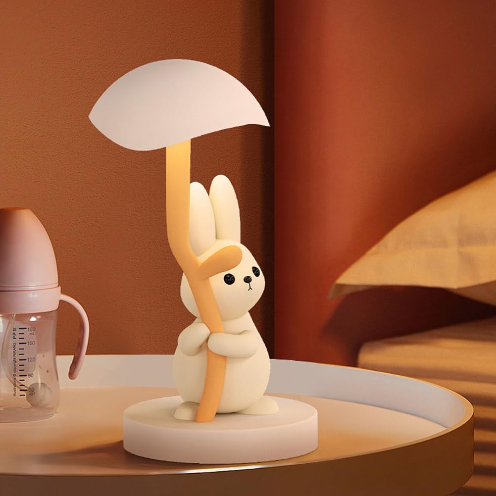 Лампа LOGT Mushroom Children's Table LED Сенсорная Диммируемая Грибная Настольная Лампа Беспроводная Батарея Ночник Кролик Декоративная Грибная Лампа для Детской Комнаты Спальни, фото №3
