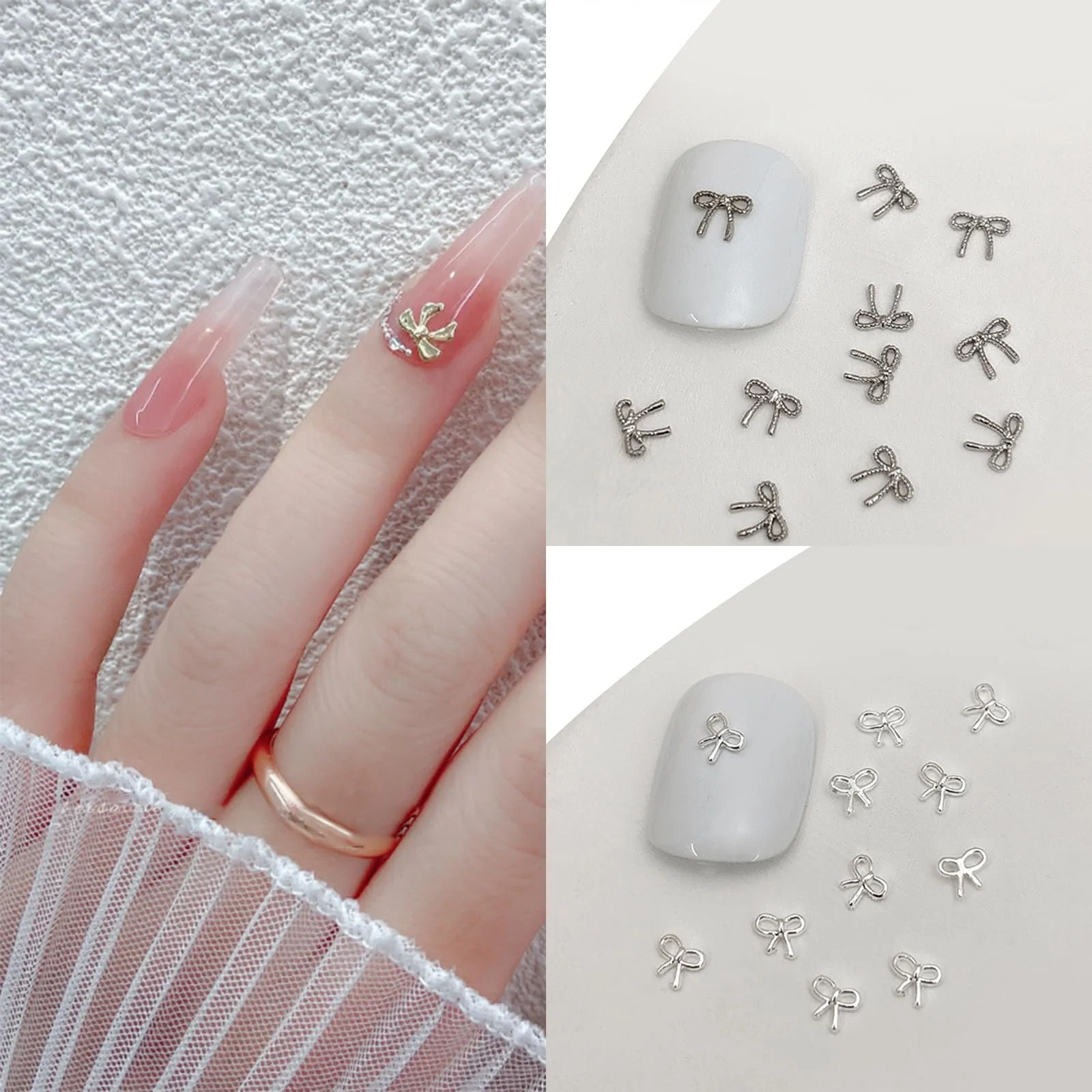 3D Підвіски для нігтів Металеві Бантики. Прикраси для нігтів, фото №2