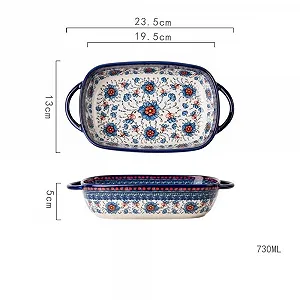 Форма для запекания 730 мл керамическая винтажная порцеляновая с ручками synthetic.ua - Фото 1