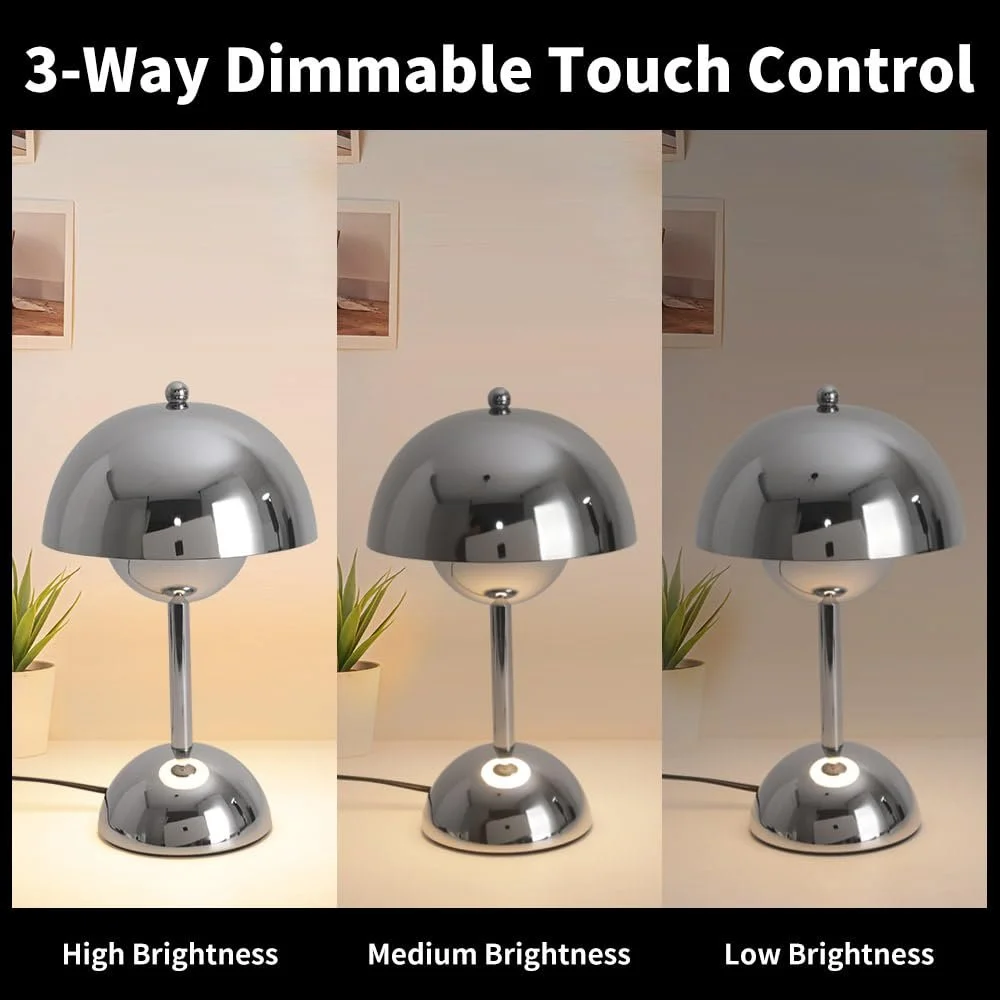 Настільна лампа Mushroom Lamp G45 3000 K сенсорна срібляста, фото №2