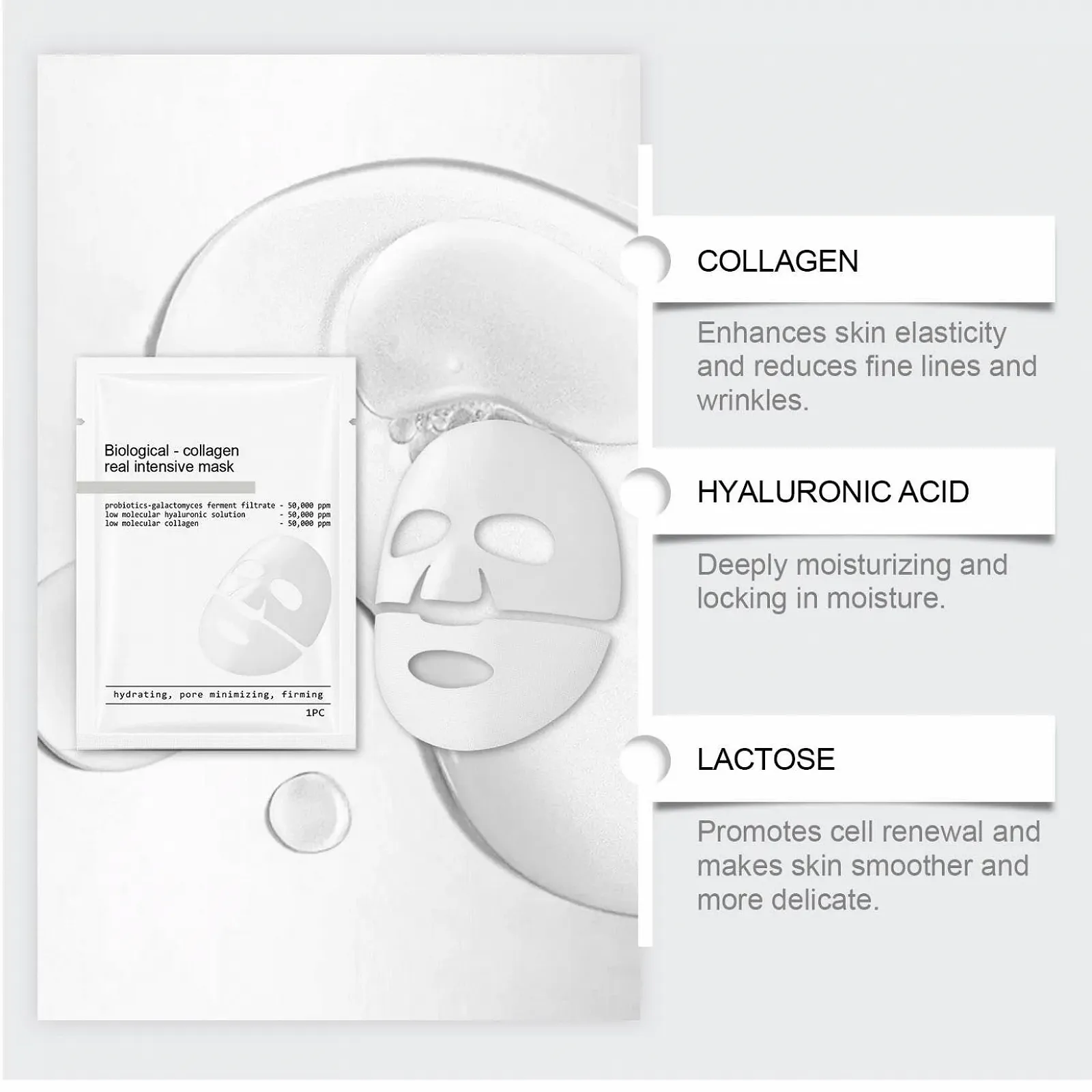 Маска для обличчя Nifora Bio Collagen, 20 шт. Органічна колагенова маска нічна, антивіковий догляд (20 шт.), фото №6