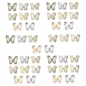 3D Шармы для ногтей Healeved Бабочка Кристалл Стразы для ногтей Безопасный материал 40 штук x 4 - Фото 1