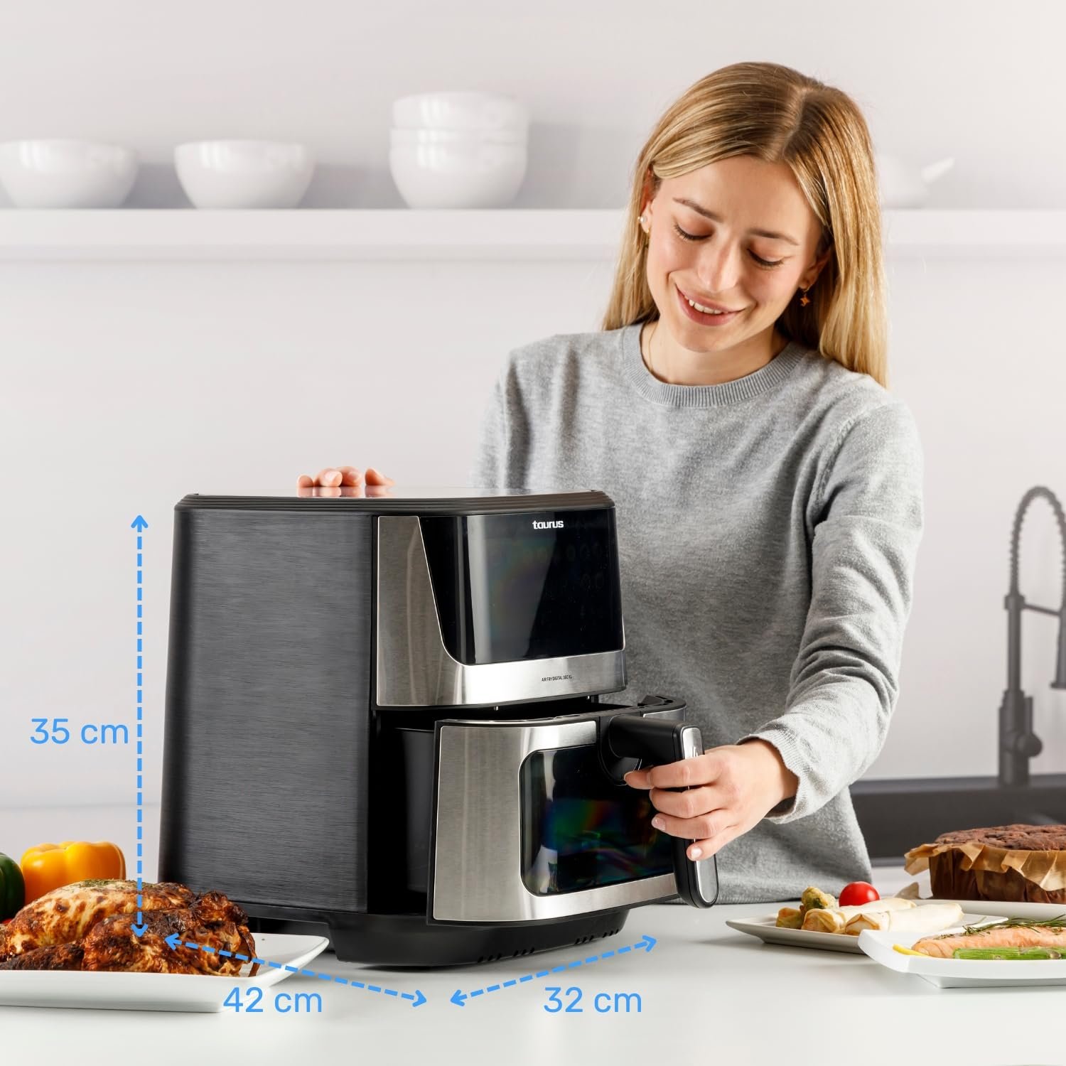 Мультипечь Taurus Air Fry Digital 360 XL 2100 Вт 8 л 12 программ Сенсорный экран Подвойный нагрев Металлический корпус, фото №8