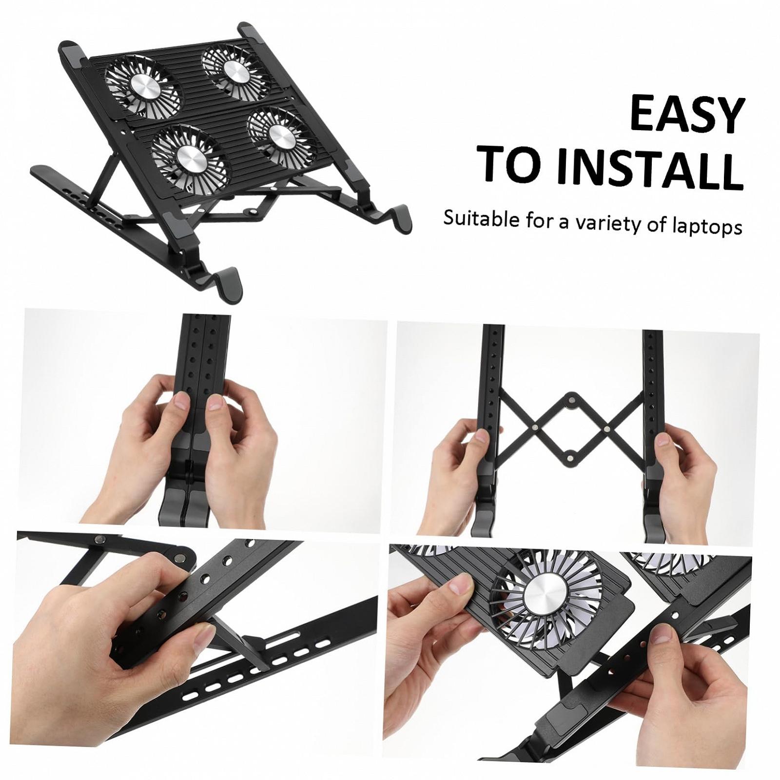 Підставка для ноутбука Lurrose з вентиляторами Складна охолоджуюча  з нековзною конструкцією, фото №9