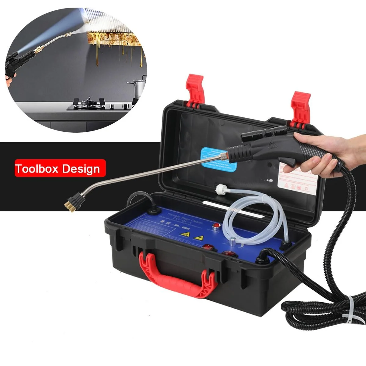 Пароочисник 3000 Вт 220 В 2-3.5 бар 100-120°C 43 x 24 x 18.5 см, фото №3