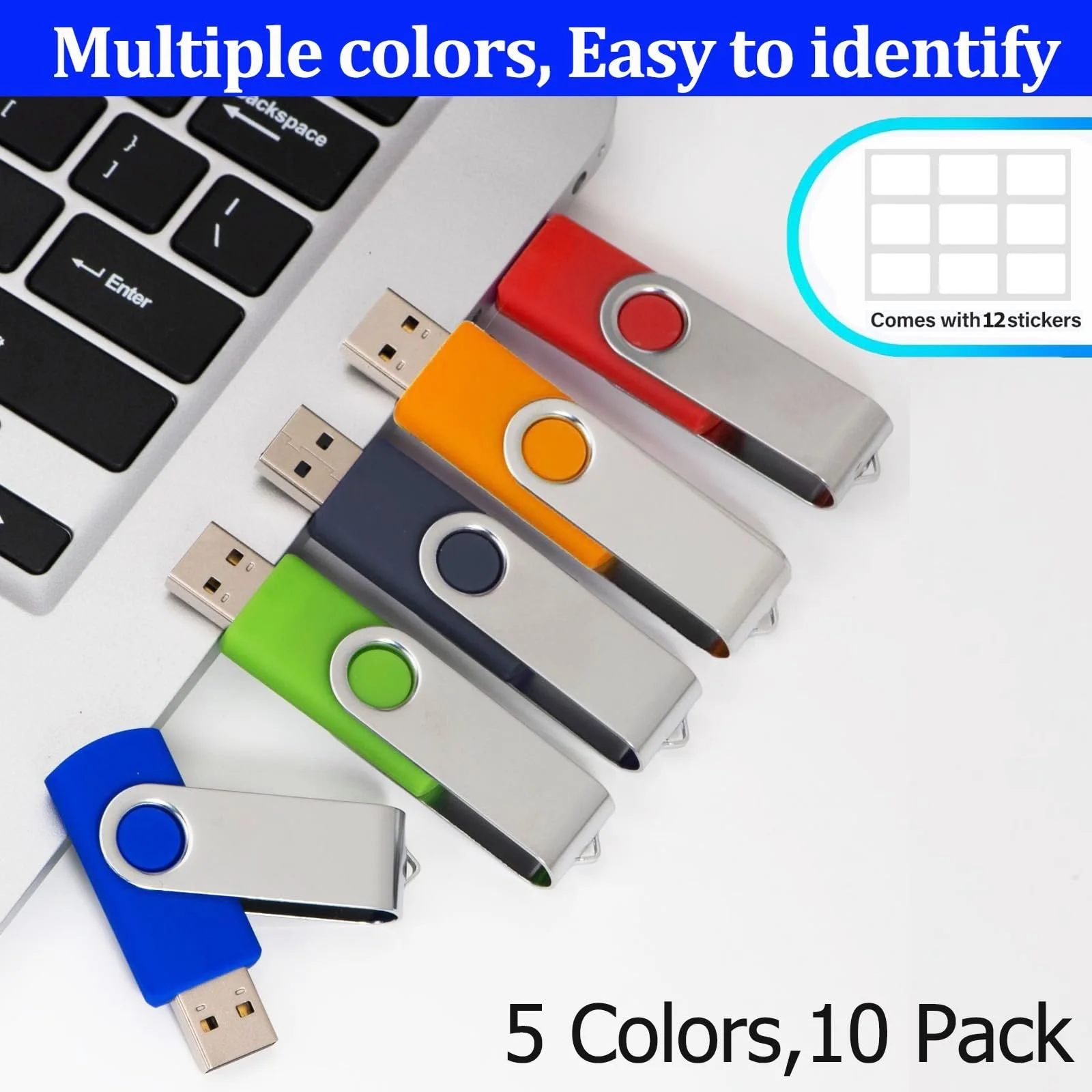 USB-накопичувач WISEORANGE 64 ГБ Pack of 5 Black, Blue, Red, Green, Silver, фото №5 USB-накопичувач WISEORANGE 64 ГБ Pack of 5 Black, Blue, Red, Green, Silver, фото №5