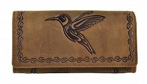 Кошелек Женский Кожаный Jockey Club Большой Long Hummingbird Кожа Буйвола Cognac Brown с RFID защитой, Cognac, отделение для монет - Фото 1
