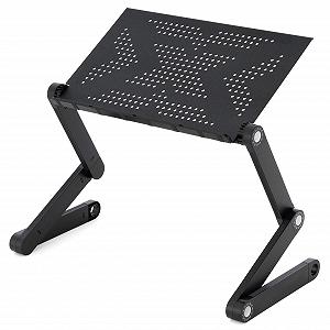 Столик для ноутбука Подставка для ПК Полка Алюминиевая пластина 42 x 28 см Черный Регулируемая высота и угол наклона Столик для кровати - Фото 1