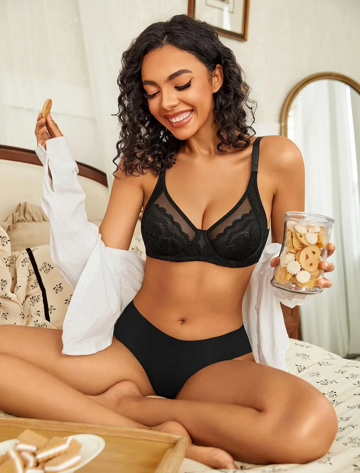 Бюстгальтер Avidlove Sexy V-Neck на косточках кружевной с полной чашкой без подкладки с U-образной спинкой комфортный сетчатый, фото №6