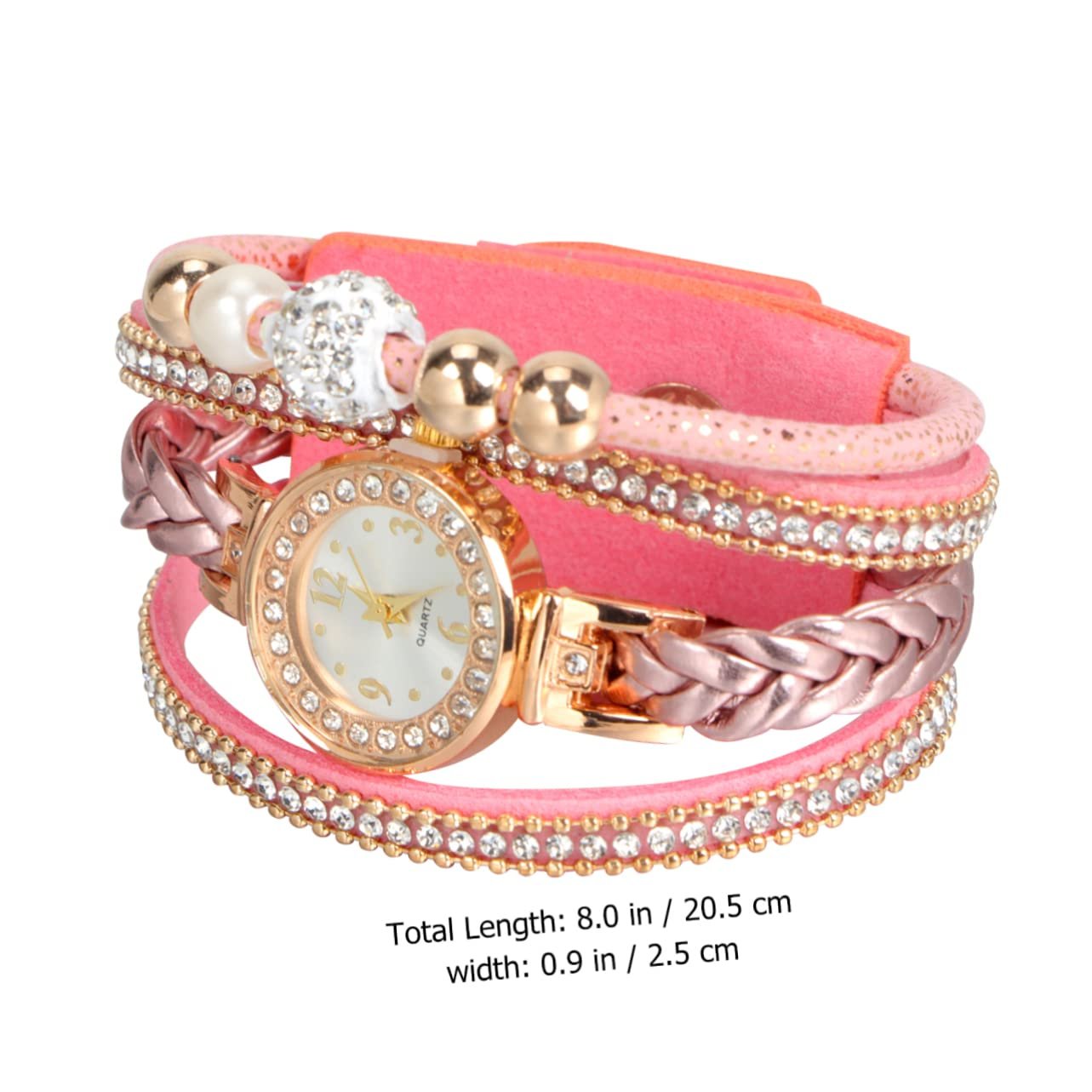 Кварцевые часы PartyKindom Женские Плетеный Браслет Розовый Модный, фото №9