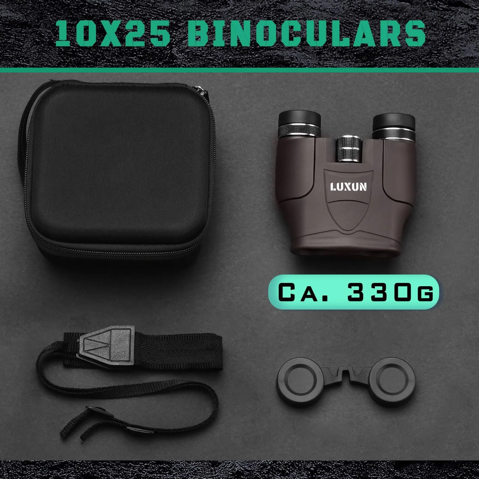 Бінокль LUXUN 10 x 25 Compact BAK4 Brown, фото №5