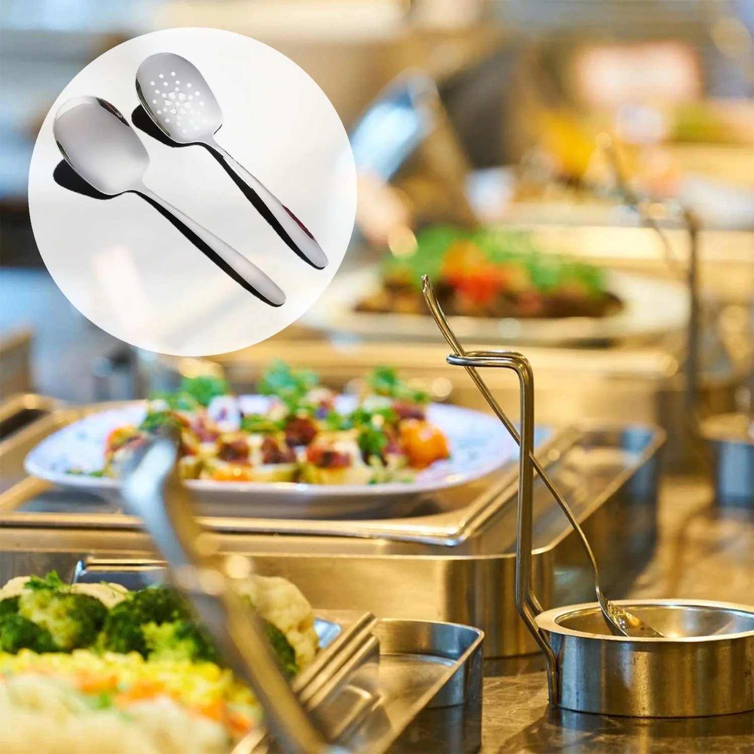 Ложка сервірувальна з прорізами з нержавіючої сталі, велика, фото №8