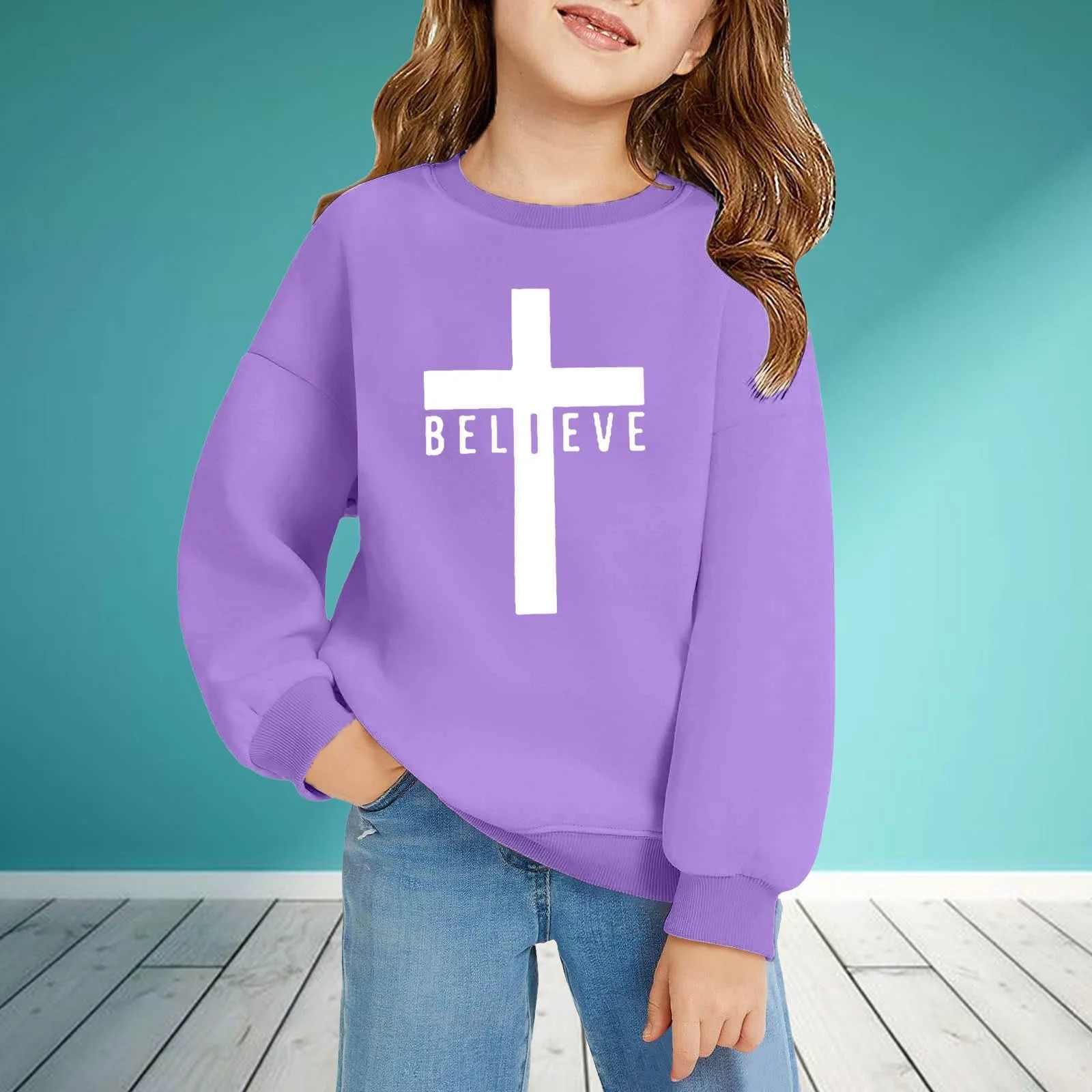 Пуловер для мальчиков 140 - Толстовки и свитшоты для девочек для зимних видов спорта Мягкий принт Пуловер с круглым вырезом для малышей и детей, фото №3