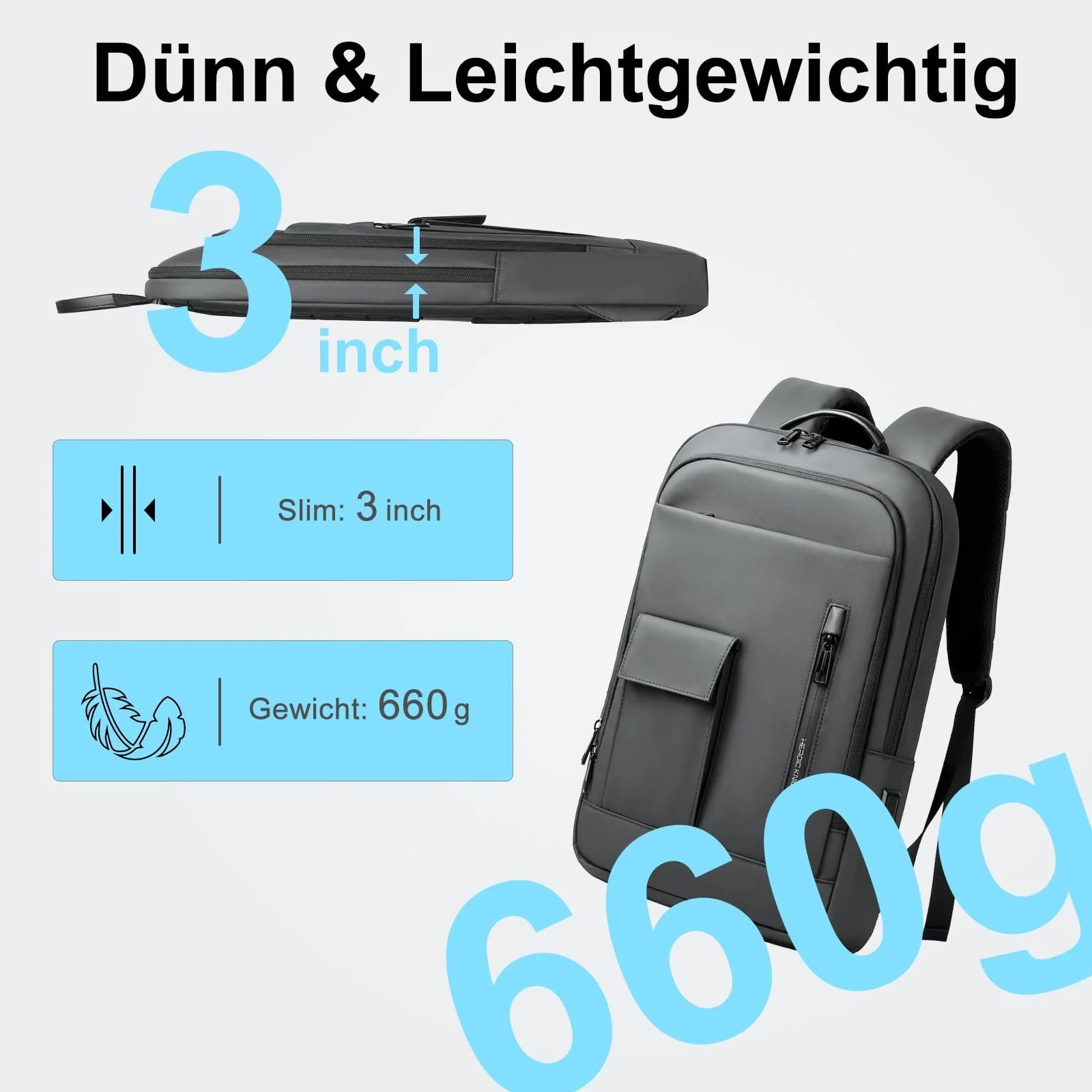 Рюкзак для ноутбука Business Slim 15.6 дюйма USB Зелений, фото №2 Рюкзак для ноутбука Business Slim 15.6 дюйма USB Зелений, фото №2