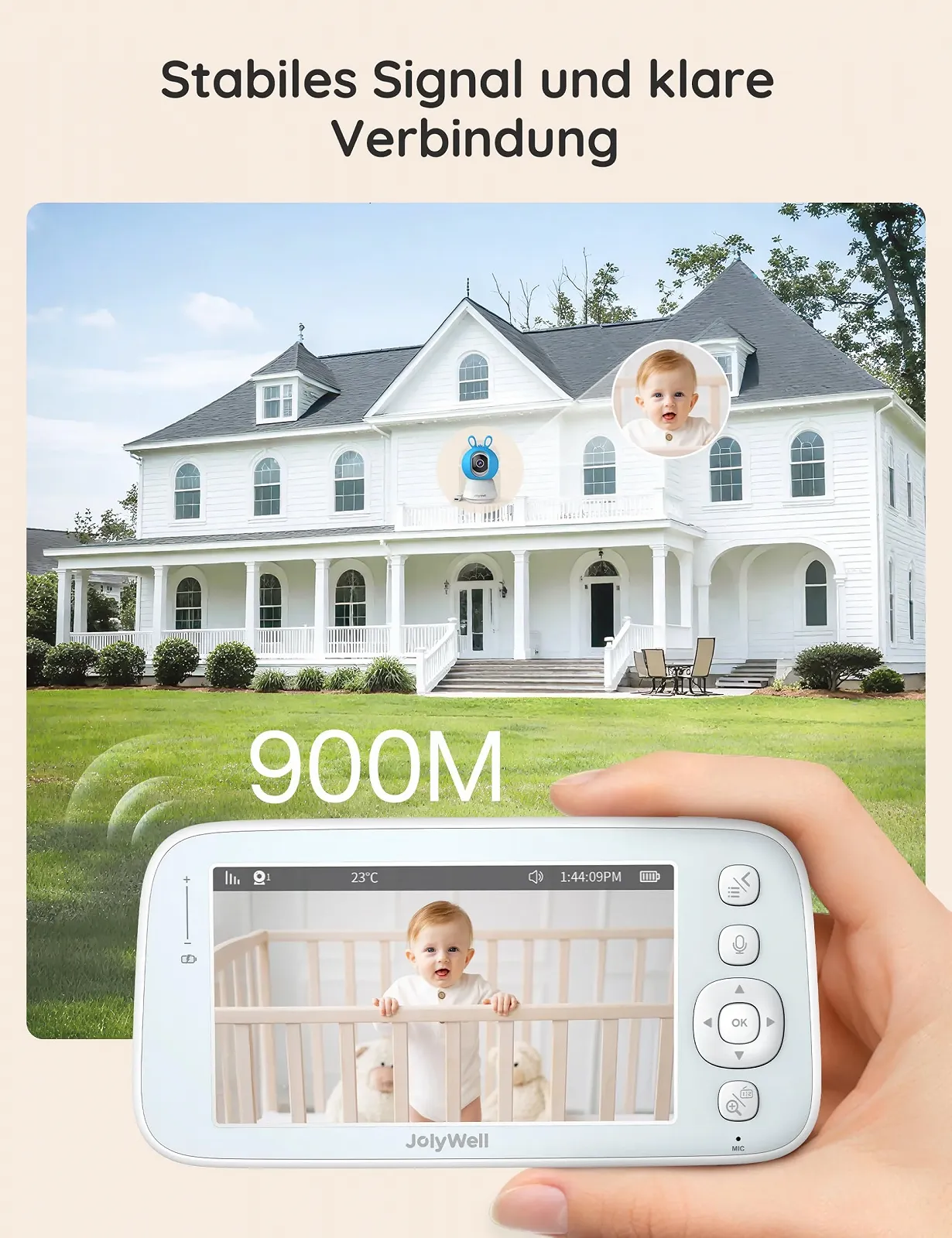 Відеоняня JolyWell 5 дюймів IPS Display Ultra HD Night Vision Movement/Crying Alarm Temperature Humidity Night Lights, фото №7 Відеоняня JolyWell 5 дюймів IPS Display Ultra HD Night Vision Movement/Crying Alarm Temperature Humidity Night Lights, фото №7